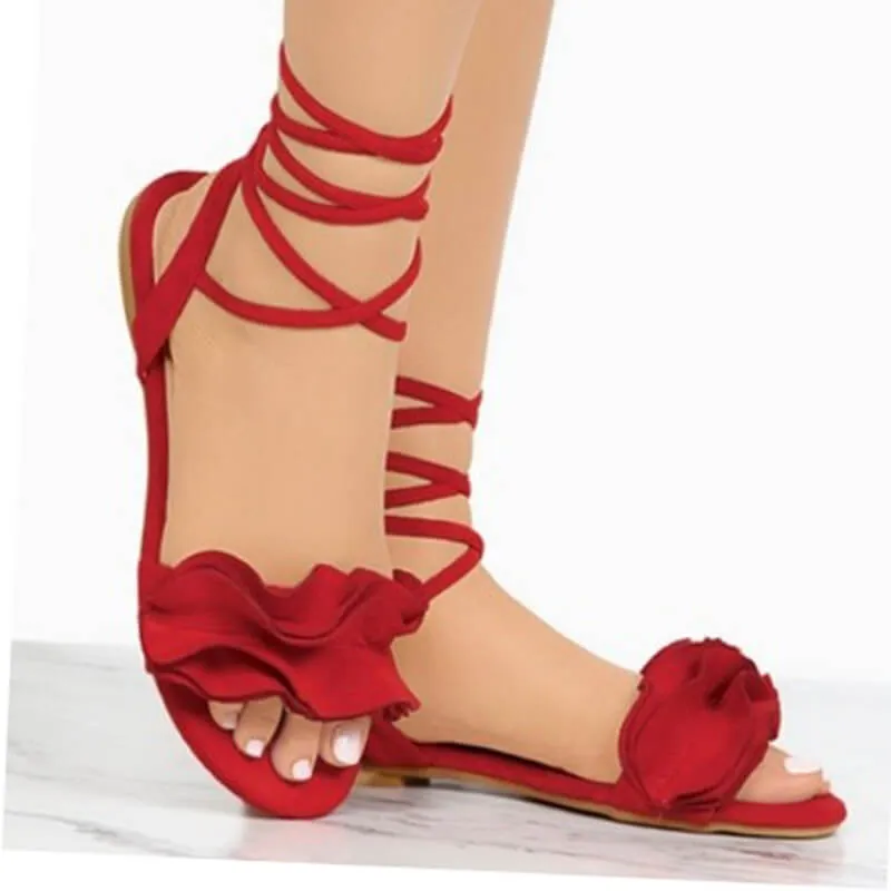 Summer Flat Strap Suede Fold Sandals