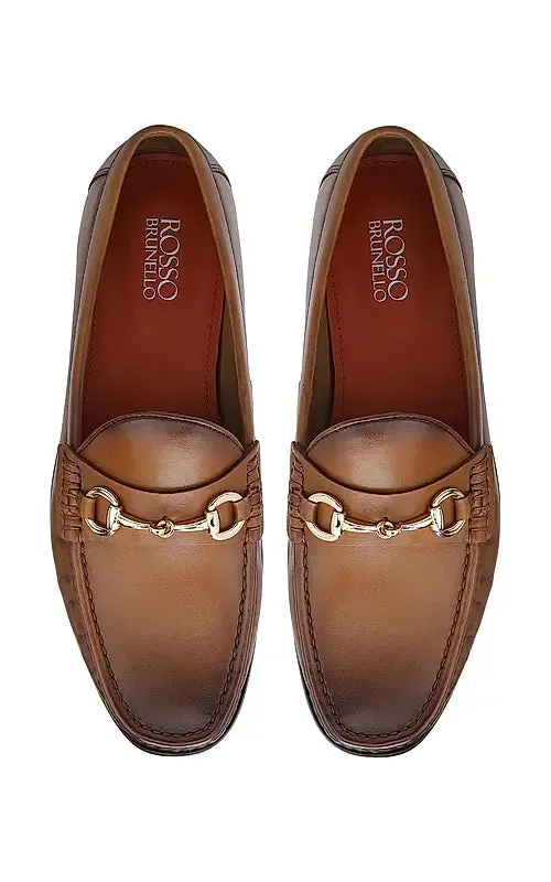 Tan Loafers With Metal Buckle