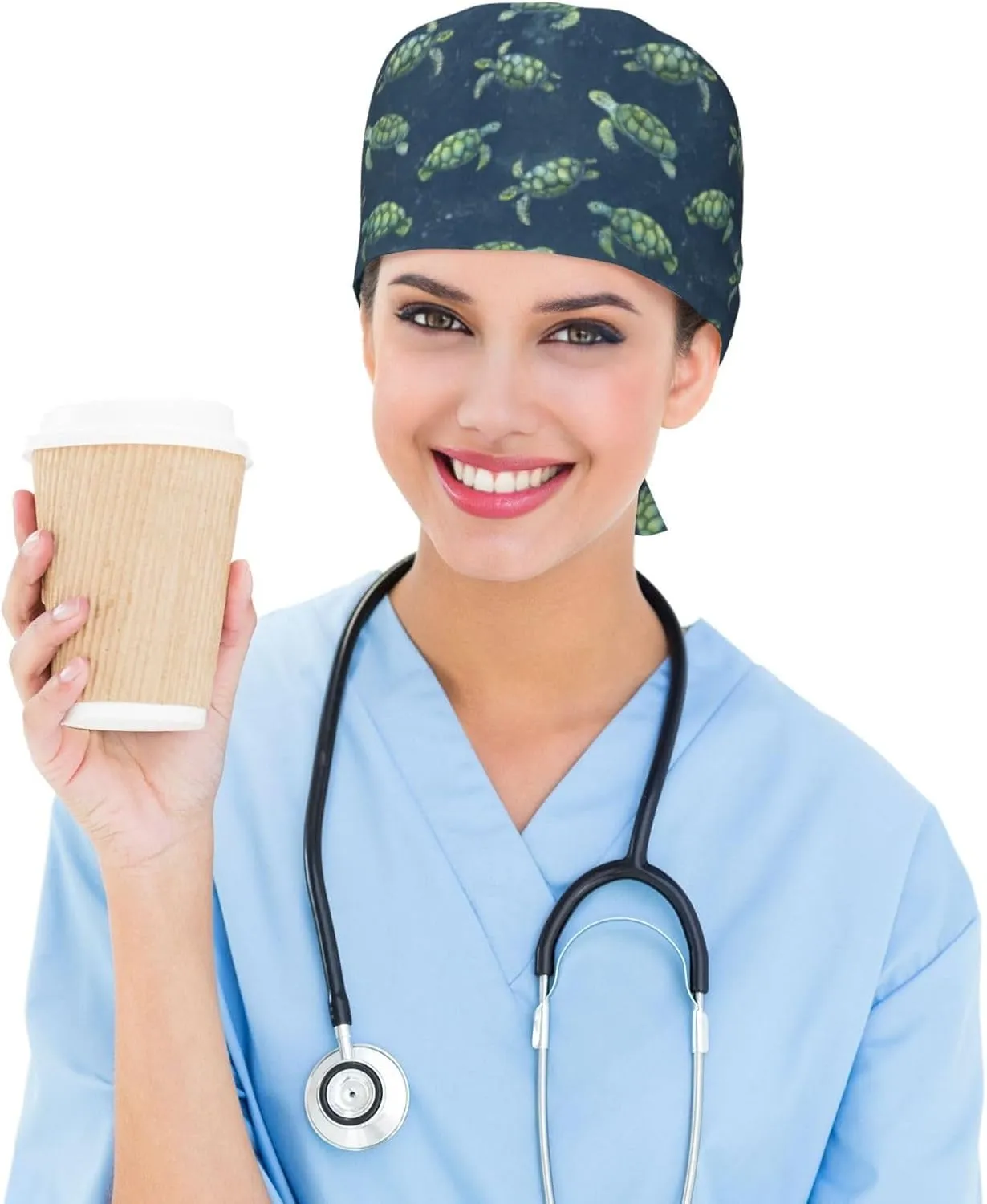 Working Cap Scrub Cap with Sweatband Adjustable Tie Back Hat for Women Nurse Dentist